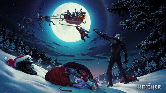 《巫师》官推发圣诞贺图 白狼拯救圣诞老人