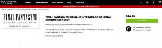 《最终幻想7：重制版》原声碟预定开启 将在6月23日发售