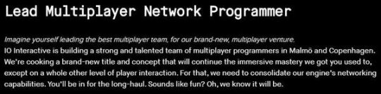 《杀手》开发商IO工作室招聘广告泄露消息 新作疑为MMORPG