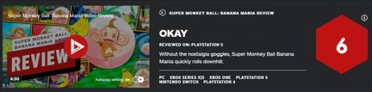 《超级猴子球：香蕉狂热》IGN 6分 没有回忆中有趣