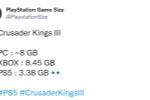 《十字军之王3》PS5版容量仅3.38GB