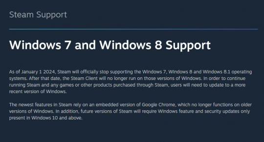 拔掉2%的钉子户 Steam平台软件设备迭代 将不再支持Win7/8